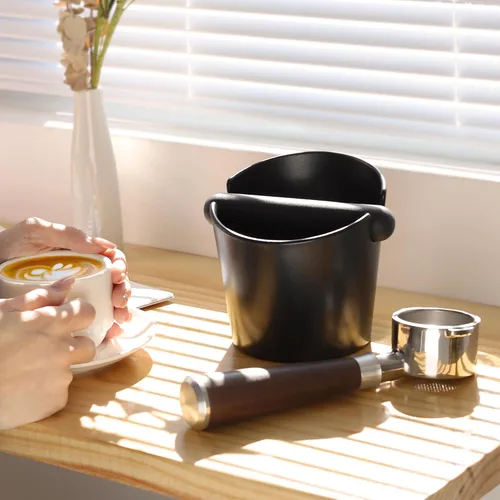 Vista 7 de VEVOK CHEF Espresso Knock Box - Caja de café para café expreso, cubo de café molido con barra extraíble y base antideslizante