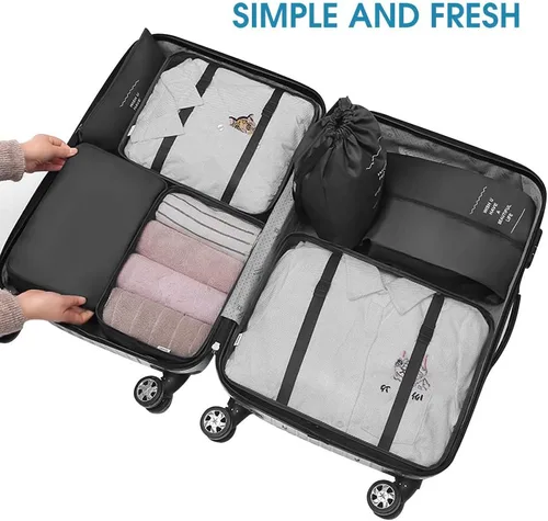 Vista 3 de 10 organizadores de equipaje de viaje, organizadores de equipaje para maleta, cubos de equipaje de viaje para maleta, bolsa esencial de viaje ligera