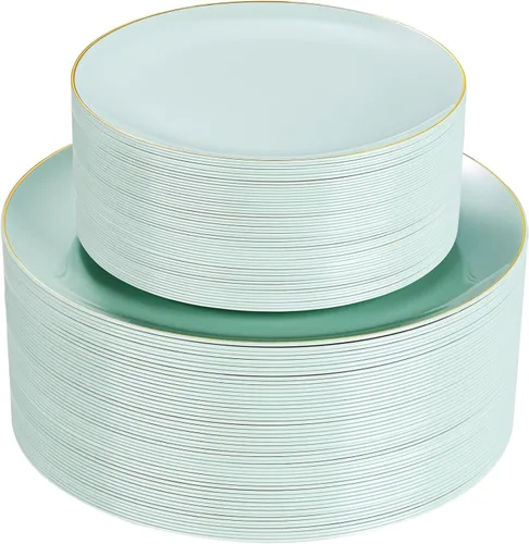 Vista 17 de PULOTE 100 piezas de platos de plástico negro desechables - Premium resistente 50 platos negros para cena, 50 platos para postre/ensalada - Ideal