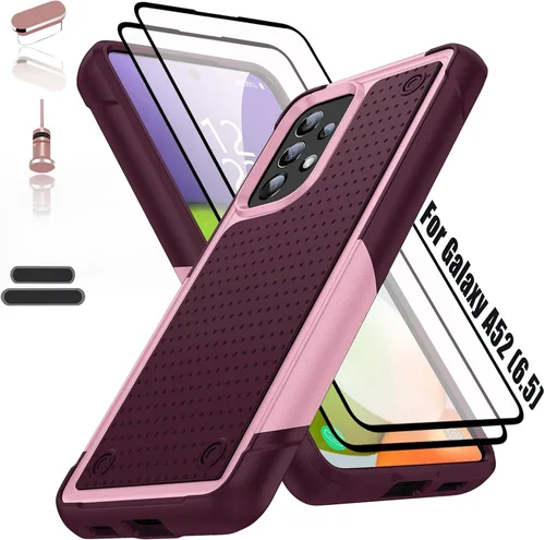 Vista 9 de Funda resistente para Samsung Galaxy A52(5G) de 6.5 pulgadas, 4 esquinas con bolsas de aire [protección contra caídas de 12 pies], agarre