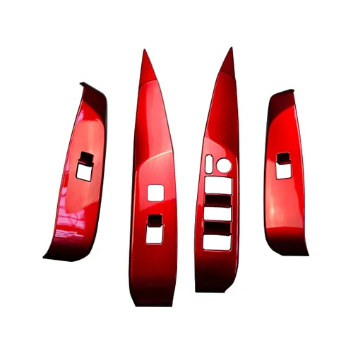 Vista 9 de ruihe 4 piezas de cubierta de panel de control de ventana de puerta de automóvil, color rojo, ajuste para Toyota Camry 2018 2019 2020 2021 2022 2023