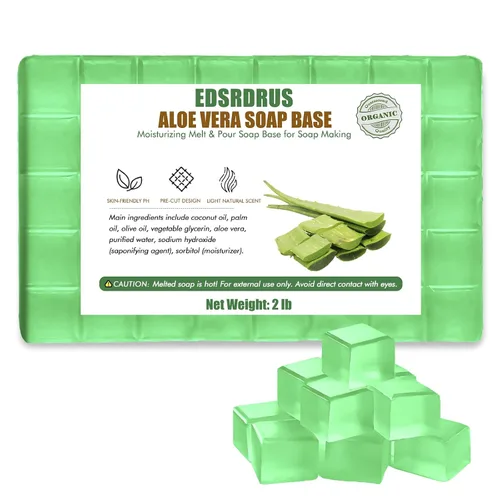 Vista 17 de EDSRDRUS Base de jabón aromática de 1 libra hecha a mano con aloe vera y aceite de coco, base de jabón hidratante para derretir y verter