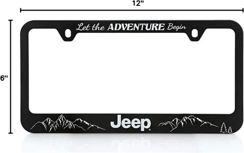 Vista 8 de Jeep Soporte de marco de matrícula de plástico negro - Deja que la aventura comience