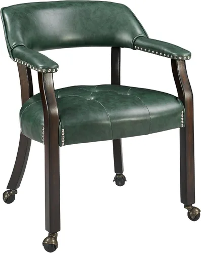 Vista 25 de LEEMTORIG Sillas de comedor con ruedas y brazos, Sillas de comedor con ruedas, Sillas de mesa de póker, Sillas de madera maciza Boss Caption's Patas