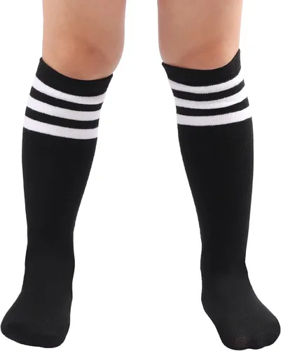 Vista 3 de DRESHOW BQUBO Kids Toddler Soccer Socks Striped Knee High Cotton Uniform Sports Athletic Long Tube Socks for Youth Boys Girls