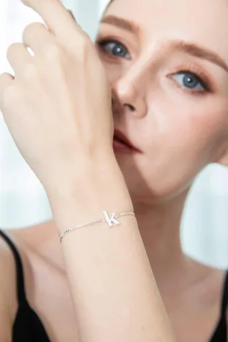 Vista 3 de Sterling Silver Alphabet Letter Name Personalized Gifts Adjustable Initial Bracelet for Women Girls