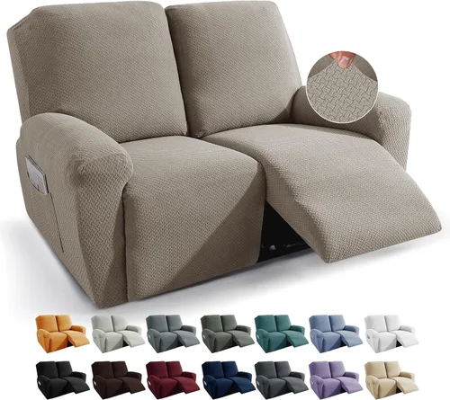 Vista 46 de JIVINER Fundas de sofá reclinable de 8 piezas, fundas elásticas de jacquard para sofá reclinable, fundas para sala de estar, protector suave de 3