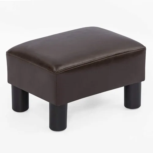 Vista 11 de Joveco Reposapiés pequeño otomano, reposapiés rectangular moderno para sala de estar y dormitorio (cuero sintético negro)