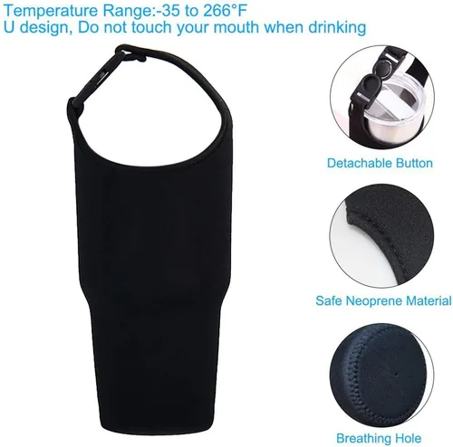 Vista 5 de Paquete de 2 soportes para vasos, funda de neopreno con correa, bolsa de 30 onzas para YETI, Rtic, Atlin, Ozark Trail, Rambler