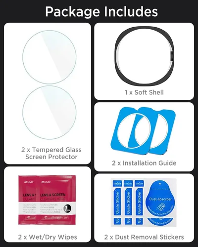 Vista 8 de Miimall [Paquete de 2+1] Funda y protector de pantalla para Samsung Galaxy Watch 8 Classic de 1.811 pulgadas, carcasa protectora chapada en TPU Negro