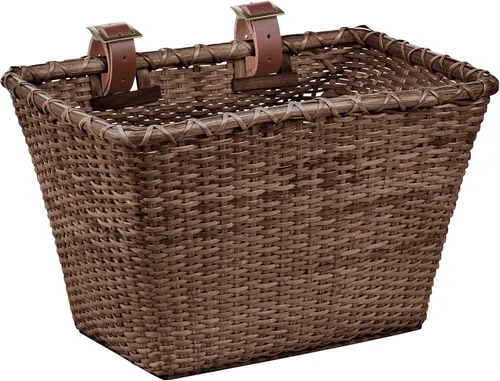 Vista 9 de Retrospec Cesta Toto rectangular tejida con correas de cuero auténtico y hebillas de latón