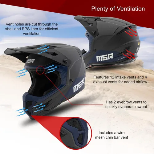 Vista 5 de MSR Casco de motocross hexagonal de carbono, motocross con MIPS