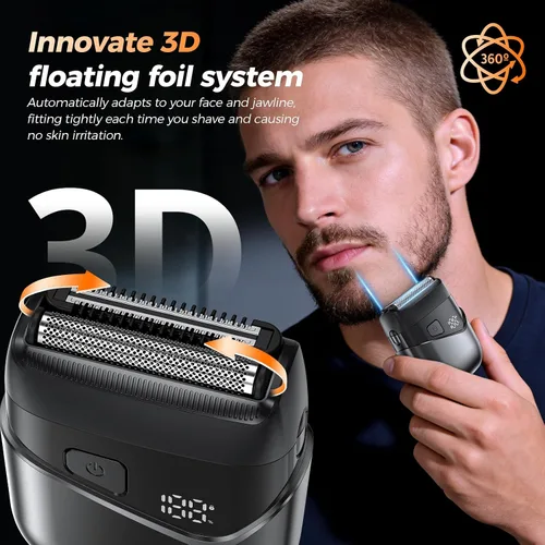 Vista 4 de Afeitadoras eléctricas para hombres, cabezales flotantes 3D y Negro