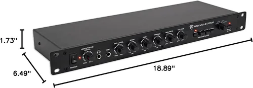 Vista 8 de Rockville PPA20 Preamplificador 11V 1U Montaje en Rack Preamplificador Profesional, Entrada Phono, Salidas XLR, Ecualizador de 3 Bandas, para Audio