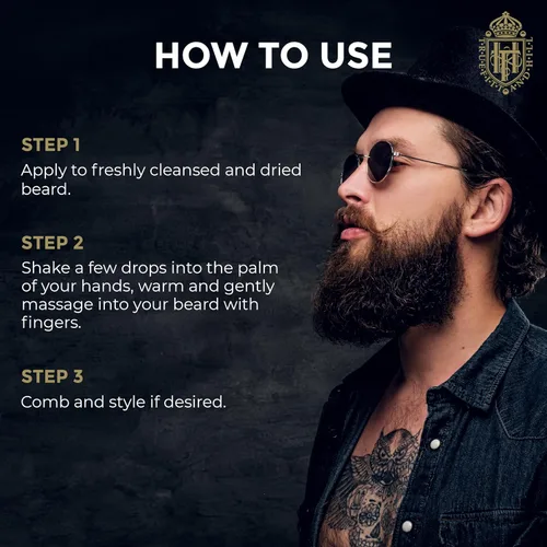 Vista 7 de Truefitt & Hill Aceite para barba, repleto de aceites esenciales para deslizamiento, hidratación, curación y acondicionamiento, se aplica sobre