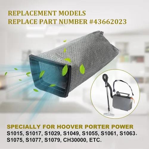 Vista 2 de Bolsas de filtro de tela HEPA de repuesto para Hoover Porta Power Swingette S1015 S1029 CH30000 Bolsa de aspiradora comercial de repuesto 43662023