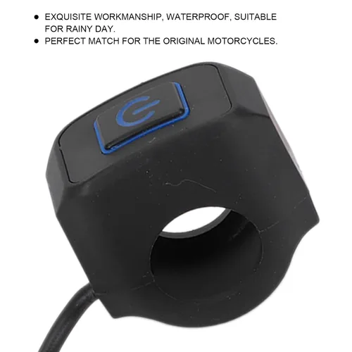 Vista 2 de Yctze Interruptor de manillar de motocicleta de 0.866 in, botón de control universal para faros delanteros (metal ABS) (azul)