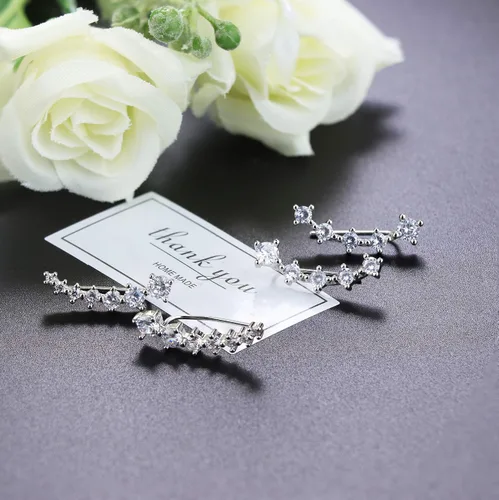 Vista 5 de FINREZIO 6 pares de aretes de aro trepador con circonita cúbica y flecha para mujer