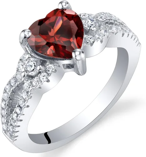 Vista 7 de PEORA Anillo de plata de ley 925 con forma de corazón y alma gemela para mujer, varias piedras preciosas, tamaños 5 a 9 Amatista