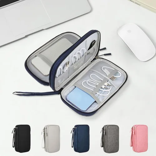 Vista 7 de Bolsa organizadora de accesorios digital, portátil de doble capa impermeable, adecuada para una variedad de accesorios digitales, almacenamiento