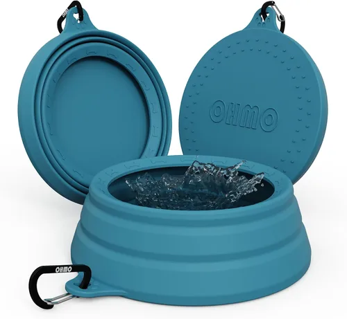 Vista 13 de OHMO Tazón de Agua para Perros Colapsable a Prueba de Derrames 24oz para Autos, Tazones Portátiles sin Salpicaduras para Viajes de Perros