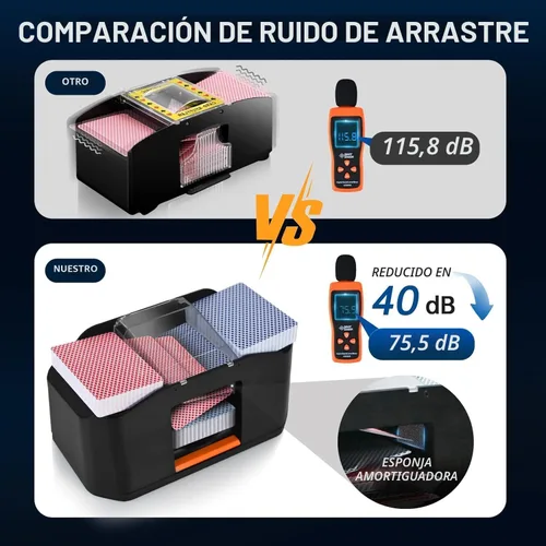 Vista 2 de Quiet & Rechargeable 2 Decks Card Shuffler, Automatic 2000 mAh Quiet Electric Shuffler, Playing Cards, Texas Hold'em, Poker, Home Card