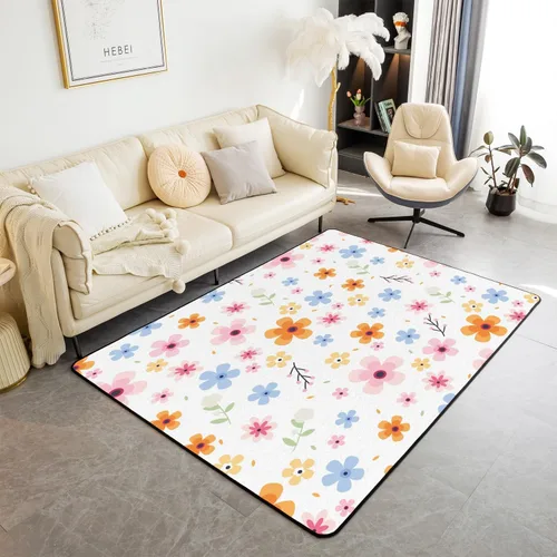 Vista 31 de jejeloiu Cute Mushroom Decor Rugs for Living Room Bedroom for Kids Boys Girls Area Rug 3x5 Botanical Plants Decorative Carpet Cartoon Mushrooms