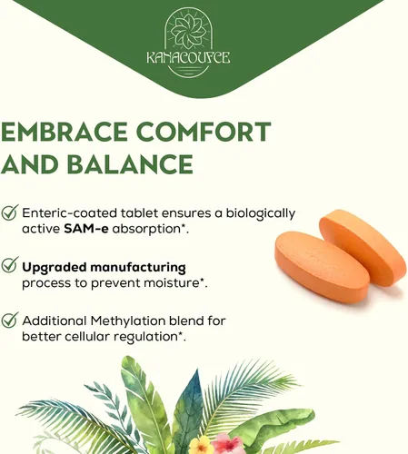 Vista 6 de 1100mg SAM-e (S-Adenosil-L-Metionina), SAM e Suplemento para el estado de ánimo, articulaciones e hígado, la concentración más alta de S activa