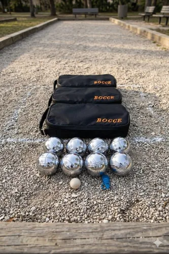 Vista 2 de 8 Ball 73 mm metal Bocce/petanca Set con bolsa negra – 3 Pack