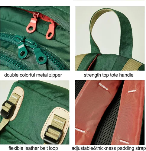 Vista 3 de DORIS&JACKY UNISEX - Mochila campus de gran capacidad, mochila informal de viaje para mujer (grande, verde)