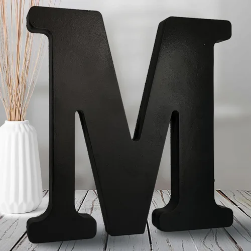 Vista 26 de AOCEAN Letras de madera negra de 8 pulgadas, letras de madera sin terminar para decoración de Halloween, letras decorativas de pie, decoración