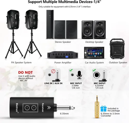 Vista 6 de Micrófono inalámbrico, micrófono de karaoke de mano dinámico de metal UHF, receptor recargable (funciona 6 horas), rango de 160 pies, para karaoke