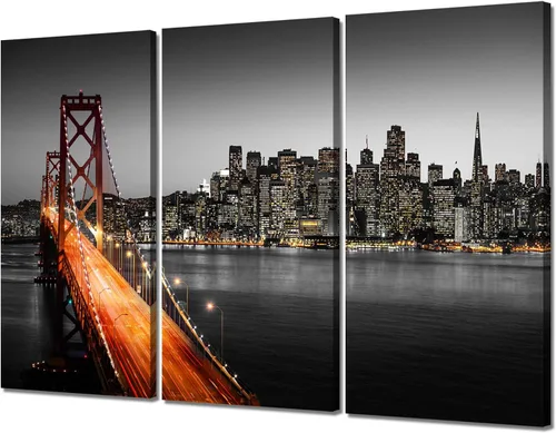 Vista 10 de Arte de pared con puente de Memphis Hernando de Soto, decoración de pared en blanco y negro, paisaje urbano de Tennessee, lienzo, impresión