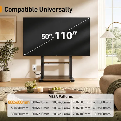Vista 2 de Perlegear Soporte de TV de suelo con regleta para televisores de 50 a 110