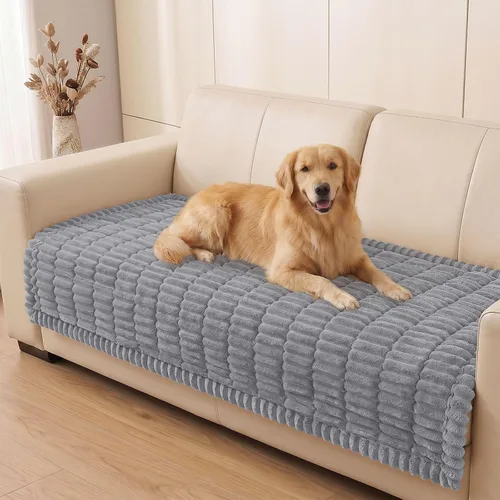 Vista 21 de Smiry - Funda para sofá para perros lavable, fundas para sofá de mascotas no deslizantes y peludas para sofá de 3 cojines, aptas para mascotas