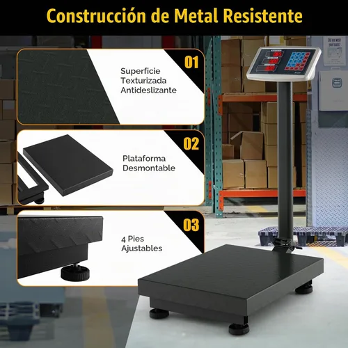 Vista 6 de Giantex Báscula digital para computación de peso de 660 libras, báscula de plataforma de suelo para pesaje de paquetes de equipaje, envío, correo
