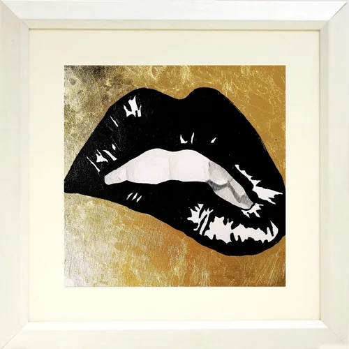 Vista 5 de Buyartforless PopArtQueen - Pintura de labios negros (12 x 12 W, marco)