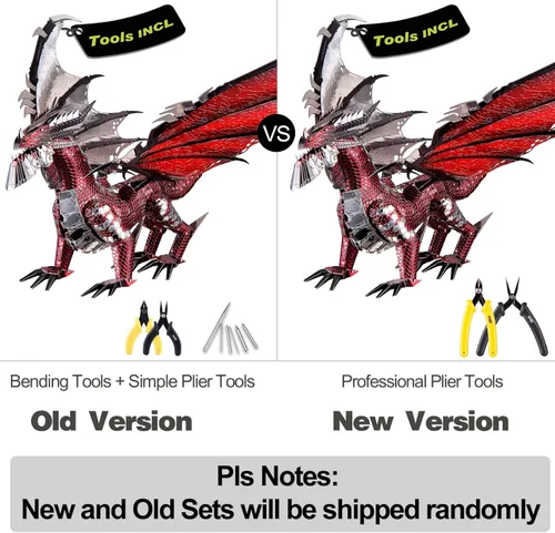 Vista 2 de Piececool Kits de construcción de modelo de metal 3D del Rey Dragón Negro con juego de herramientas DIY, rompecabezas 3D de metal desafiantes