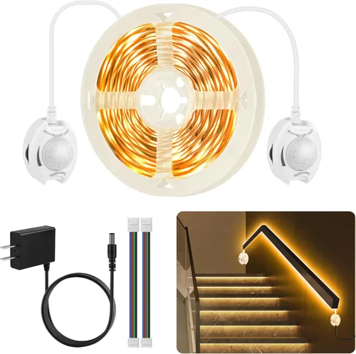 Vista 8 de Tira de luz con sensor de movimiento dual para interiores debajo de la cama