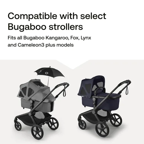 Vista 6 de Bugaboo Toldo para el sol con mosquitera para cochecitos de canguro y zorro, color cereza oscuro Paneles de ventilación, tejido UPF 50+, repelente