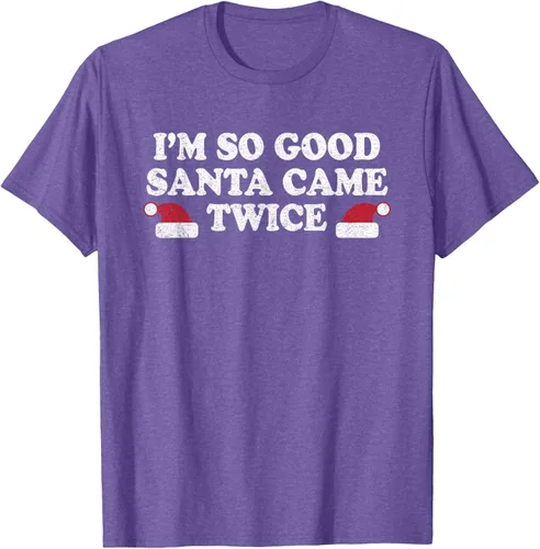 Vista 10 de Camiseta de Navidad con texto en inglés "I'm so good Santa came tware" Negro
