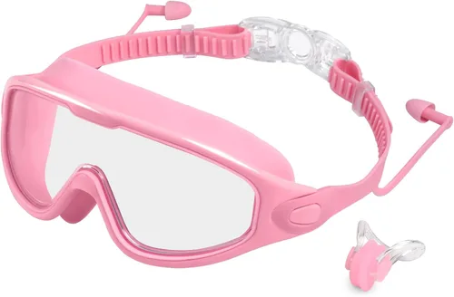 Vista 10 de Gafas de natación para adultos, gafas de natación antivaho y UV con clip de nariz y tapones para los oídos, sin fugas