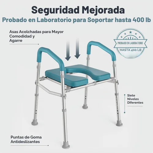 Vista 5 de PELEGON Asiento de inodoro elevado con asas (400 libras) – Silla de inodoro de altura y ancho ajustable con brazos, elevador de inodoro con asas