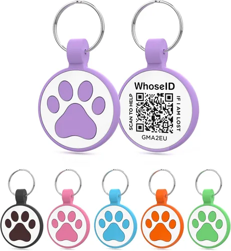 Vista 12 de Etiqueta para gatos con código QR, página de perfil en línea de mascota modificable, múltiples contactos de emergencia, silicona silenciosa, ligera