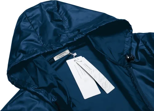 Vista 4 de COOFANDY Chaqueta impermeable plegable para hombre impermeable con capucha ligera clásica para ciclismo