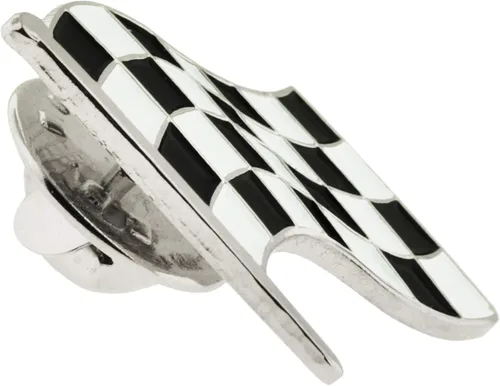Vista 2 de PinMart Black and White Checkered Racing Flag Enamel Lapel Pin