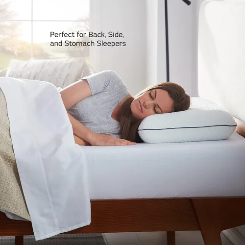Vista 3 de WEEKENDER Almohada de espuma viscoelástica de gel, 1 paquete tamaño Queen, funda lavable de primera calidad, color blanco y almohada de espuma
