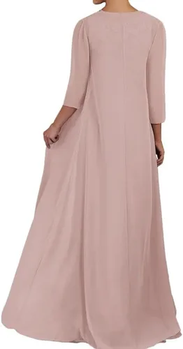 Vista 2 de Vestido de noche de encaje para la madre de la novia con chaqueta de gasa vestidos de madre del novio de manga larga