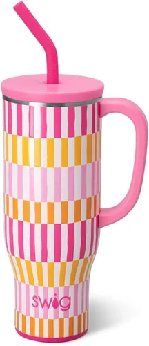 Vista 25 de Swig Life - Taza Mega de 40 onzas, Taza de 40 oz con asa, apta para vasos, apta para lavavajillas, taza aislada extra grande, acero inoxidable