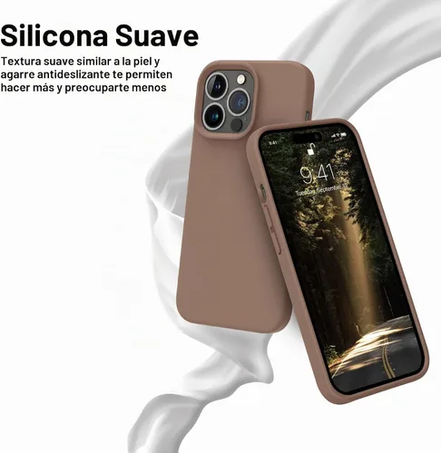 Vista 3 de OTOFLY Diseñada para iPhone 14 Pro, funda delgada de silicona a prueba de golpes para iPhone 14 Pro de 6.1 pulgadas (marrón claro)